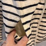 Caslon Women's Striped Knit Blazer Jacket Cream Navy Size L MInimalist Preppy Photo 2