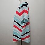 Van Heusen Pink & Blue Striped Vneck Short Sleeve Blouse Size Large Photo 1