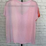 Entro  Linen Blend Color Block Rainbow V-Neck Shirt Photo 1