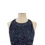 Theia Sequin Sheath‎ Dress Embellished Beaded Sleeveless Navy Blue Size US 4 Photo 1