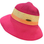 Panama Jack Women's Pink Straw Sun Hat Wide Brim Beach Vacation Resort Wear Photo 0