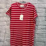 NWT The GREAT. Size 1/S Button Side Dress Cardinal Stripe oversized t Photo 4
