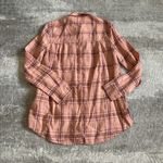 Free People  Shirt Womens Small Peach 100% Linen No Limits Plaid Button Down Top Photo 6