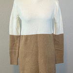 J.Crew Colorblock Turtleneck Sweater Dress Ivory/Tan Estimated Size Small Photo 0