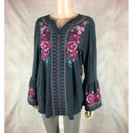 Andree by Unit  Embroidered Boho Bell Sleeve Tunic MEDIUM Photo 6