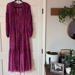 Ulla Johnson Abelia Kaftan Maxi Dress Size 2 Pink Long Sleeve Floral Tier Flowy Photo 1