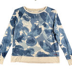 Peace Love World Sweatshirt Blue White Floral Print Pullover Top Comfy Casual S Photo 0