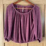 Free People 3/4 Puff Sleeve Scoop Neck Textured Blouse Mauve Women’s size Small Photo 0