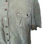 Erin London Olive Green Button Front Short Sleeve Utilitarian Top Women’s Size S Photo 1