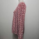 Daytrip  Women's Red Floral Print Boat Neck Long Sleeve Boho Blouse Top Size L Photo 2
