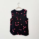 Kate Spade [ New York] Black Cherry Blossom Floral Print Sleeveless Blouse Sz 10 Photo 2