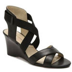 Adrienne Vittadini  Rheanne Black Wedge Strappy Sandals Size 8.5 Fine Leather Photo 0