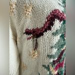 Carly St. Claire Cream Christmas Knit Sweater, Size Large Green Photo 1