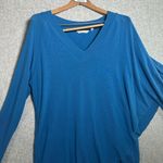 Soft Surroundings  Large Sweater Top Womens Blue Vneck Long Sleeve Layered Photo 2