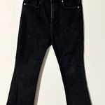 ZARA  Black Cropped Kick Flare Jeans Raw Hem Women's Size 10 Photo 0