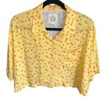 Chaser Kinney Button-Down Bright Yellow Floral Print Crop Top Size XS Photo 2