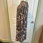 H&M  Black and Pink floral Long Sleeve bell ruffle Retro style Dress Size 14 Photo 4