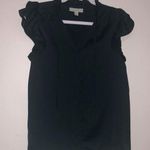 Ryegrass Size S Button Front Flutter Cap Sleeve Dress Blouse in Black Photo 0