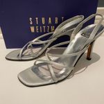 Stuart Weitzman  Strappy Silver Metallic Fabric Dress Heels Photo 1