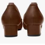 Womens Matte Pointed Toe Buckle Chunky Low Heel Pumps Shoes 1.5 Inch Brown Size 8 Photo 3