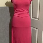 Daily Practice Ribbed Ruched V Neck Midi Dress Hot Pink XSP Size undefined Photo 0