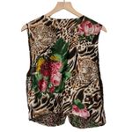 Vintage Knit Rose & Leopard Print Vest Size Medium Photo 1