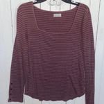 Maurice's  24/7 Top Long Sleeve Mauve Black Stripes Size L Photo 0