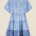 J.Crew Pintuck Mini Shirtdress Bandana Block Print Organic Cotton Blue M NWT Photo 1