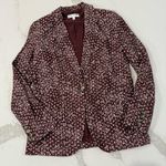 Free People  Maggie Floral Linen Blazer Jacket Women’s 6 Burgundy Boho Corpcore Photo 0