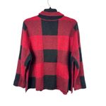 J. Jill 2X Red Black Buffalo Plaid Wool Blend Button Sweater Jacket Shacket Photo 3