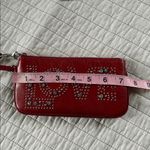 Brighton red leather Love bling studded boho rare wristlet pouch zippered small​ Photo 13