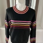 Jessica Simpson Crew Neck Sweater Striped Knit Black Multi Size L Photo 2