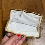Vintage floral embroidered coquette coin purse made in Italy for Neiman Marcus White Photo 4