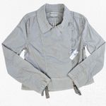 Marrakech Pearl Gray Cotton Jacket Asymmetrical Button Utility Coat Size Large Photo 0