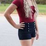 Short Sleeve Bodysuit Burgundy Red Photo 0