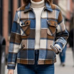 1960s Vintage Traverse Bay Woolens Wool Mackinaw Plaid Jacket‎ Women’s 12 Blue Photo 1