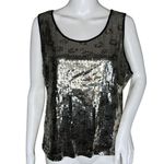 Ruby Rd  Shirt Women Large Black Silver Leopard Allover Sequin Top Party Cocktail Photo 0