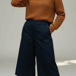 COS  Wide Leg Navy Belted Culottes Cropped Pants Size 2 Photo 0