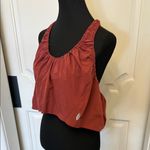 Free People FP Movement Burgundy Cropped Ruched Flowy Too Shirt NWOT Red Size L Photo 2