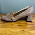 Isaac Mizrahi Live Heel Mary Jane Size 8 Block Heels Rose Gold Glitter Shoes NEW Photo 1