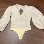 Missguided  Pale Pink Puff Sleeve Open Back Bodysuit  Photo 0