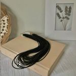 NWT Black Seed Bead Multi Strand Necklace “Thalia” Dark Gold Old Stock Ebony Photo 4