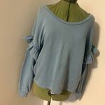 Lucky Brand  Ruffled Wide Crewneck Top Dusty Blue Small Photo 1