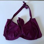 Athleta  Bra Cup Wrap Halter Bikini Top 32D/DD Berry Photo 2