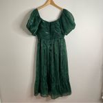 Lulus Remarkable Sensation Emerald Green Puff Sleeve Tiered Midi Dress Large Photo 4