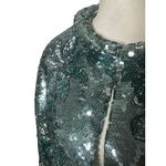 GENE SHELLY'S International Boutique Vintage 100% Wool Blue Sequin Jacket Sz 10 Photo 4