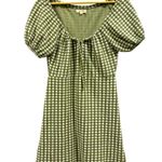 Madewell Jacquard Puff-Sleeve Dress in Gingham, Green and white, size XS Photo 2