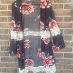 Sweet Rain Floral bwith lace accents cardigan by  size lg Photo 0