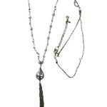 Lucky Brand Gray Pearl Beaded Silver Chain Tassel Pendant Drop Necklace Photo 2