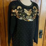 Vtg 90s dressy beaded & sequined sweater Black Size L Photo 7